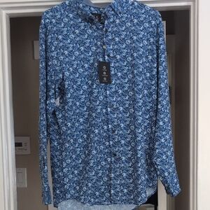 Jos. A. Bank Blue and White Floral Button Down Shirt